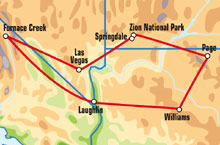Маршрут (карта) тура "Las Vegas Zion National Park Motorcycle Tour" ("Жемчужины Юго-Запада США")